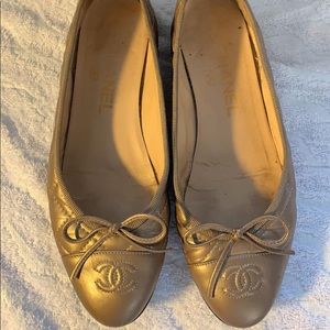 Gold Chanel ballet flats